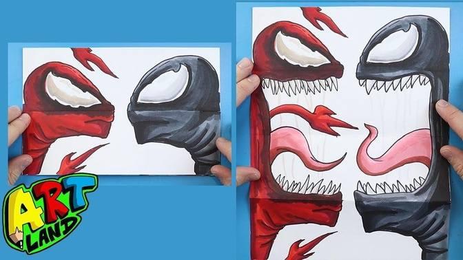 How To Draw A Venom Vs Carnage Surprise Fold Videos Art Land Gan