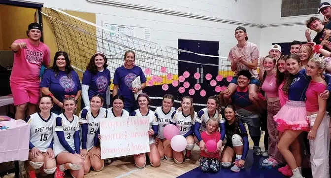 Fans, players celebrate breast cancer awareness at Bret Harte volleyball game