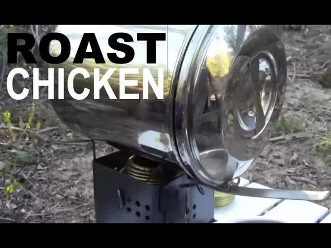 Titanium Ultralight Backpacking Stove Roasting A Chicken In A Billy Pot / Trangia Alcohol Burner.