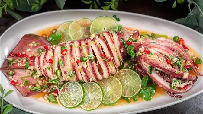 Mực Hấp Kiểu Thái thơm phức, đừng xem khi đang đói bụng nha | Thai Squid Recipes