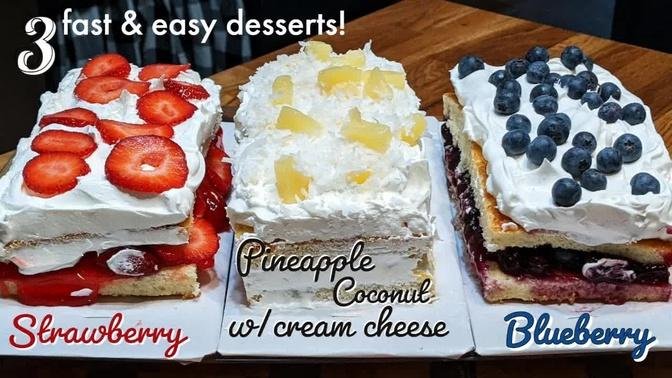 3 Fast & Easy Desserts, Bar Cakes, Pie Filling & Cream Cheese