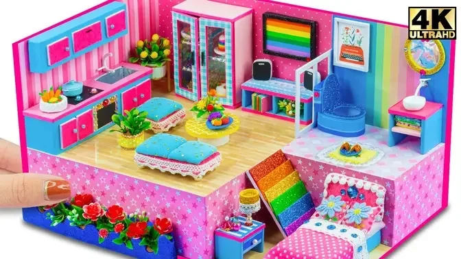 DIY Miniature Cardboard House #107 ❤️ Cute Mini House Has Bathroom, Kitchen, Bedroom and Living Room