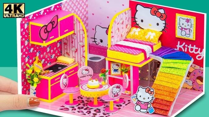 DIY Miniature Cardboard House #62 ❤️ Build Hello Kitty Apartment with Bedroom Have Slide for Hamster