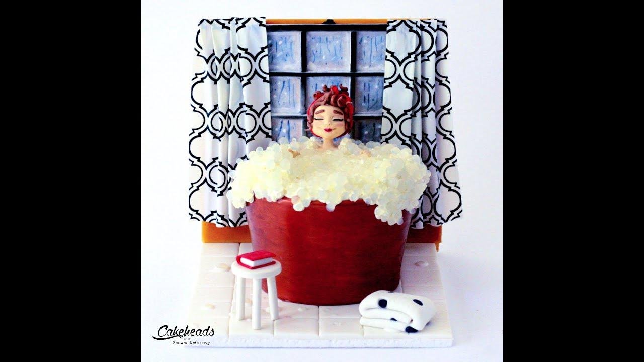 Bubble Bath Cake Topper; Girl with eyes closed & relaxin'!