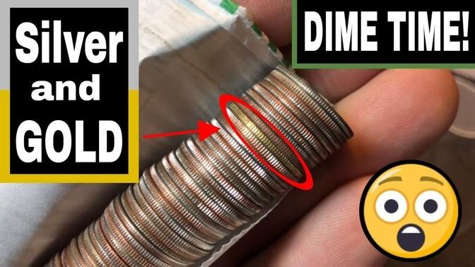 Coin Roll Hunting Dimes - Silver and Gold Found!