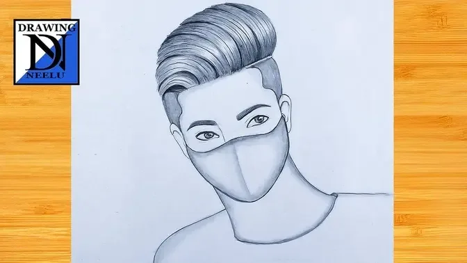 How to draw a Boy with Mask Pencil sketch for beginner Easy drawing Simple drawing  Draw