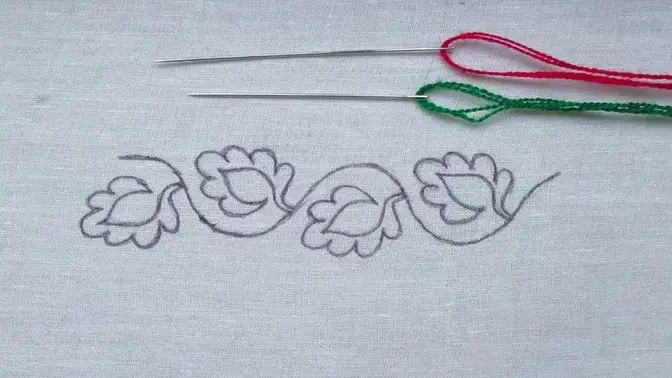 Hand Embroidery Easy Border Line Embroidery Tutorial, Border Design for Dresses