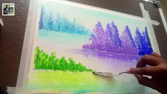 How To Paint Easy Landscape/Acrylic abstract / Relaxing / Project day # 024