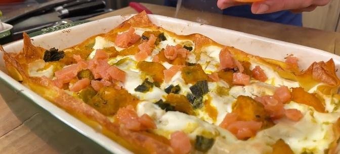 LASAGNE with SMOKED SALMON, PUMPKIN and RICOTTA CHEESE Recipe for Chef Max Mariola's Christmas menu