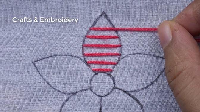 Amazing Hand Embroidery tutorial - Easy Flower Embroidery  Design for Beginner - bordado para flores