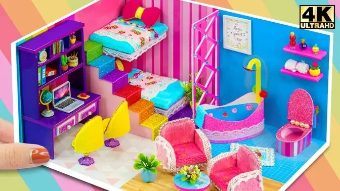 DIY Miniature Cardboard House #119 ❤️ How To Make Amazing Mini House with rainbow bathroom, bedroom