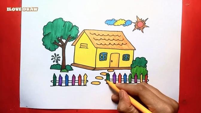 Vẽ Tranh Ngôi Nhà Của Em  - Cách vẽ ngôi nhà đơn giản - Vẽ tranh ngôi nhà của em - Duy Hiếu