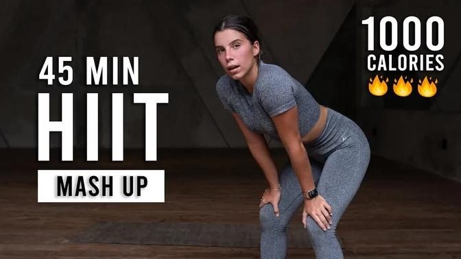 Burn 1000 Calories with this 45 MIN CARDIO HIIT Workout (Intense, No repeats)