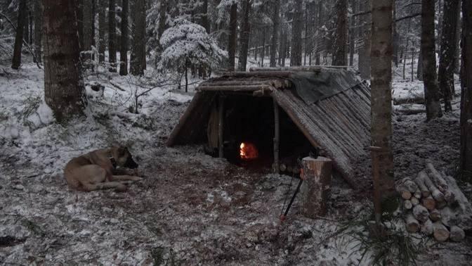 Survival Earth Lodge Cabin Sudden Snow Storm Fire Oven Inside Made A