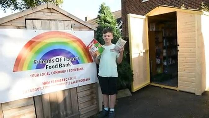 A kind-hearted 11-year-old boy used his own birthday money to launch a foodbank service - which he r