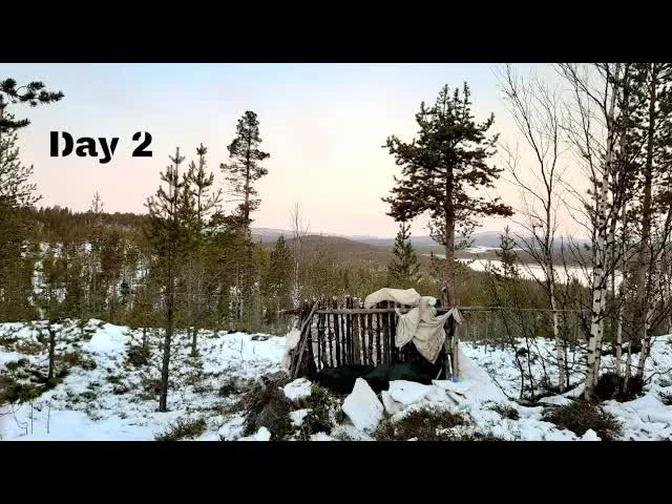 Caught in a Storm, Winter Bushcraft Camping on a Mountain - Day 2