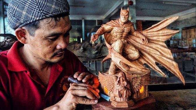 Batman - Wood Carving timelapse: The Dark Knight