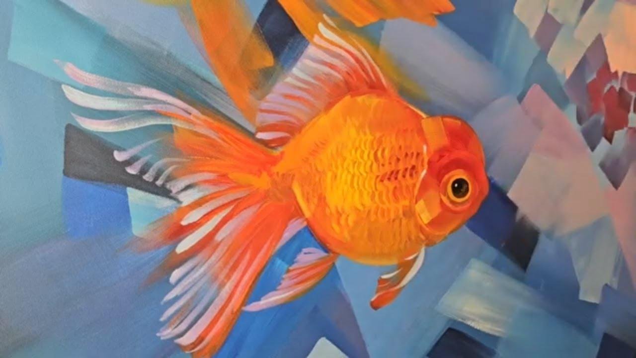 how to paint a goldfish with acrylic 油畫金魚 | Videos | easy painting by ...