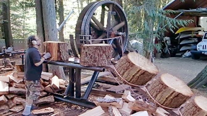 Dangerous Homemade Automatic Firewood Processing Machine, Fastest Cutting Tree Skill & Logging Truck