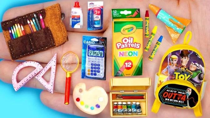 11 DIY MINIATURE BARBIE _MINIATURE ITEMS for Back To Schools：Mini oil pastels , Backpack and more!