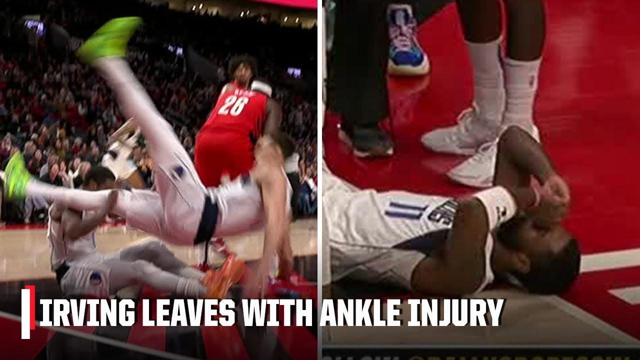 Kyrie Irving leaves game after Dwight Powell lands on his ankle | NBA on ESPN