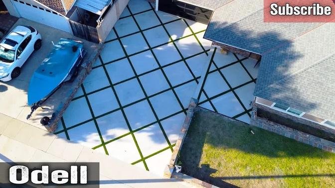 Beautiful Diamond Grid Concrete Driveway with Turf in-between! Part 2