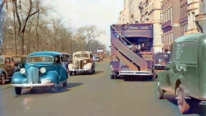 New York 30's in color [60fps,Remastered] w/sound design added