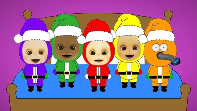 Five Teletubbies Santa's Jumping On The Bed