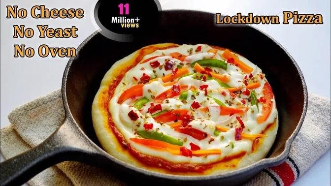Pizza || No Cheese, No Yeast , No Oven Lockdown Pizza recipe with home available ingredients