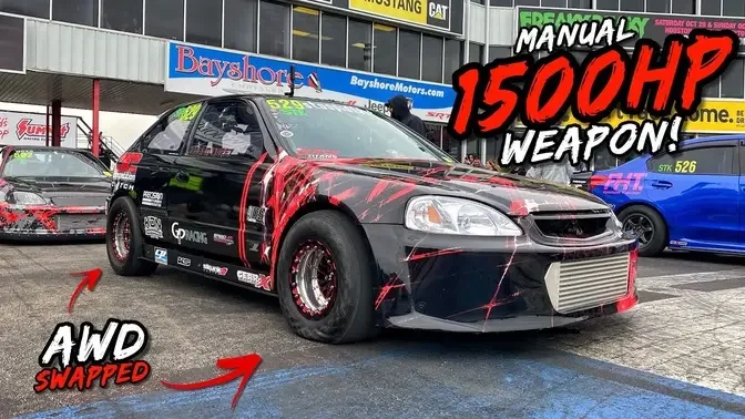 THE STREET OUTLAW 1500WHP AWD MANUAL HONDA CIVIC FROM HELL..