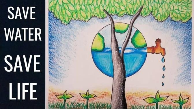 World Water Day Poster Drawing｜｜Save Water Save Nature｜｜ World Water ...