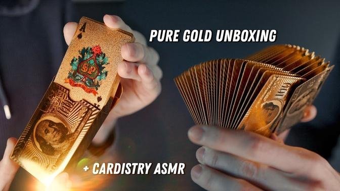 UNBOXING the 99% PURE GOLD Playing Cards!! + Cardistry ASMR