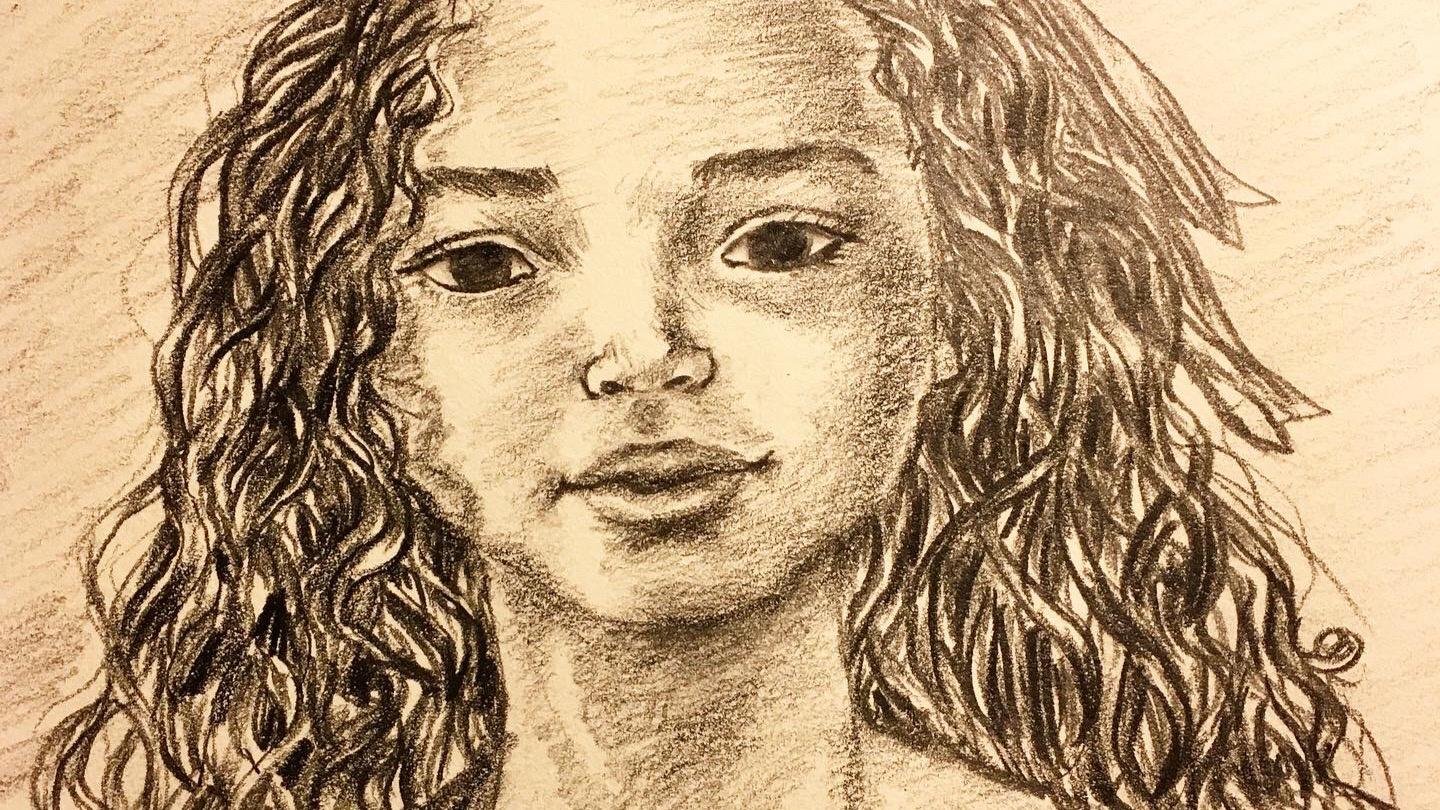 Timelapse Drawing a Girl With Curly Hair