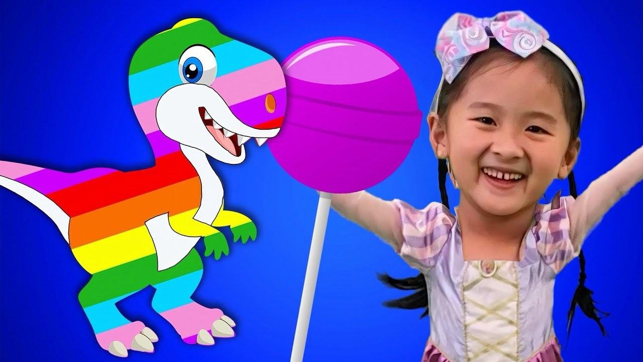 Rainbow Dino Lollipop Song | Learn Colors Of The Rainbow