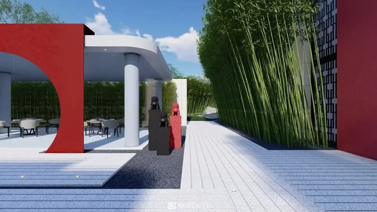 【凰家园林】3500平餐厅会所景观设计，现代高级感！
