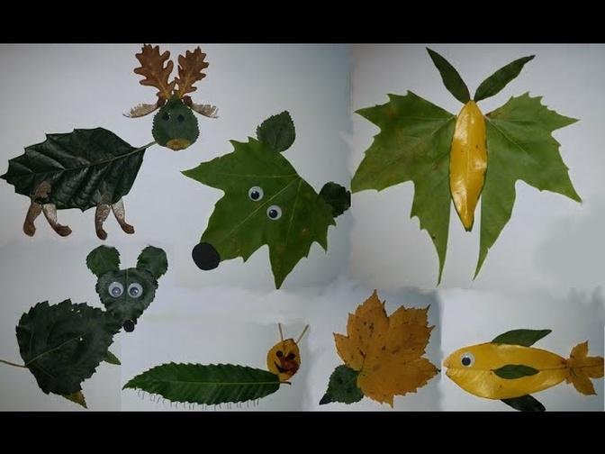 Animais feitos com folhas de árvores - DIY - Animals made from tree leaves