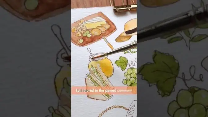 Spring Picnic Doodle with Watercolor & Ink