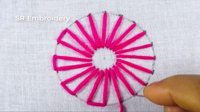 Hand Embroidery Amazing Circle Flower Embroidery Trick Super Easy Circle Flower Stitches For Tutor