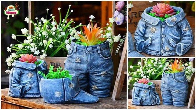 Best out of waste | Jeans pant and shirt planters with plastic bottle | Planter bottle | Arush craft
