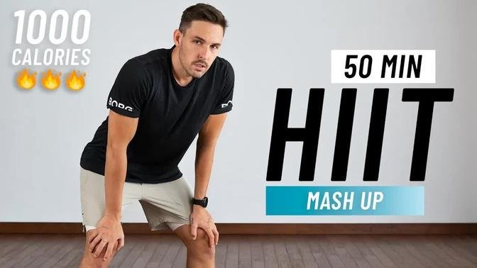 50 MIN FAT BURNING HIIT WORKOUT - Full body Cardio, No Equipment, No Repeat