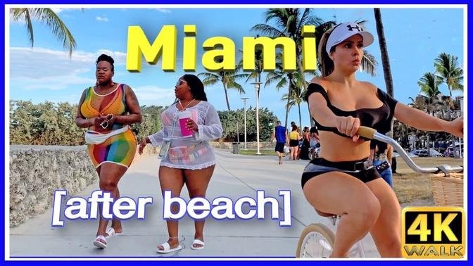 4k WALK MIAMI beach 4k VIDEO SOUTH BEACH slow tv TRAVEL VLOG