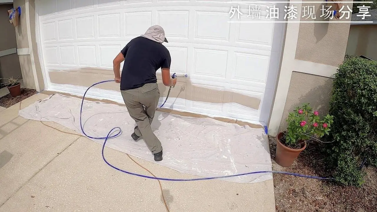 外墙油漆 ，喷漆，刷漆，PART(2)房檐车库门喷漆分享，两个人一天9个小时完成1600 SQ FT EXTERIOR PAINTING HOUSE