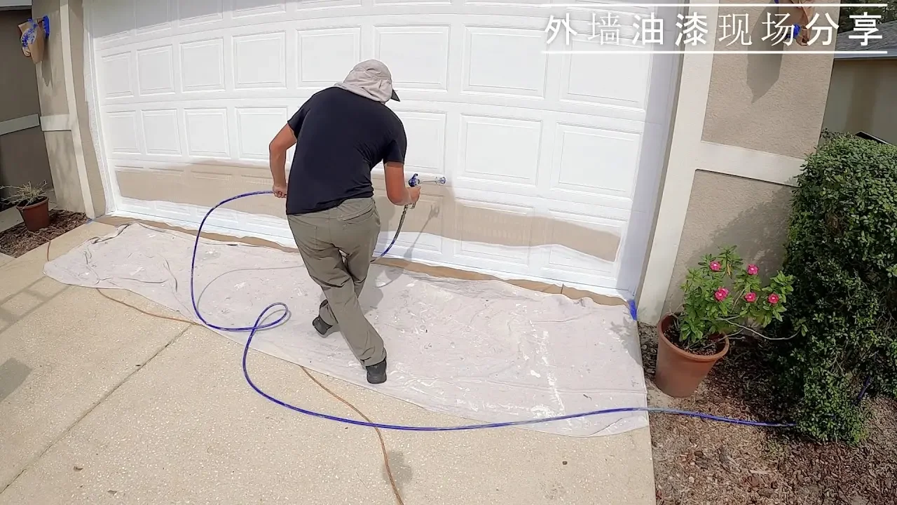 外墙油漆 ，喷漆，刷漆，PART(2)房檐车库门喷漆分享，两个人一天9个小时完成1600 SQ FT EXTERIOR PAINTING HOUSE