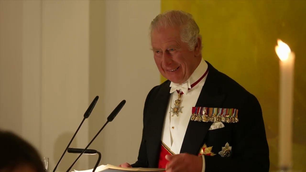 The King addresses guests at the State Banquet in Berlin during #RoyalVisitGermany.