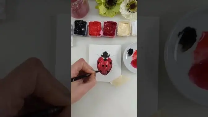 Bookmark making, let's paint Ladybug #shorts #maremismallart #art #painting #watercolor