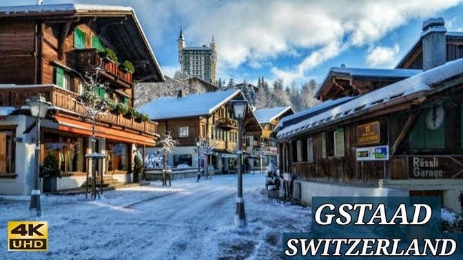 Gstaad 🇨🇭 Switzerland - A Magical Swiss Village - Day Walking Tour 4K Ultra HD