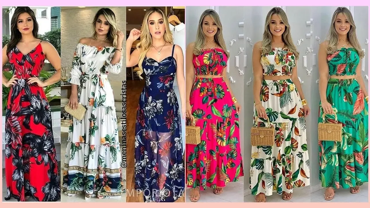 Diseño de vestidos estampados florales 2023 |  Los mejores vestidos combinados de colores