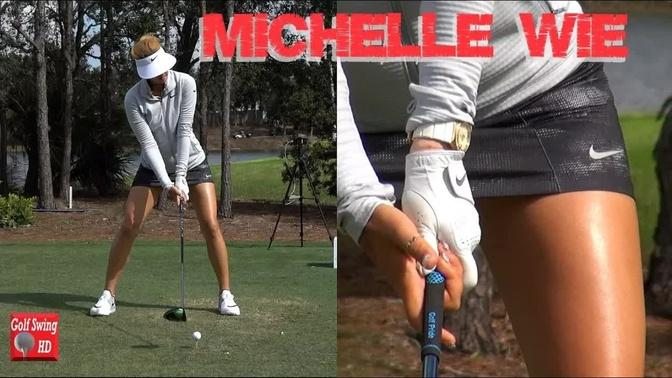 MICHELLE WIE 2017/2018 (HANDS THRU IMPACT) SLOW MOTION FACE ON DRIVER GOLF SWING
