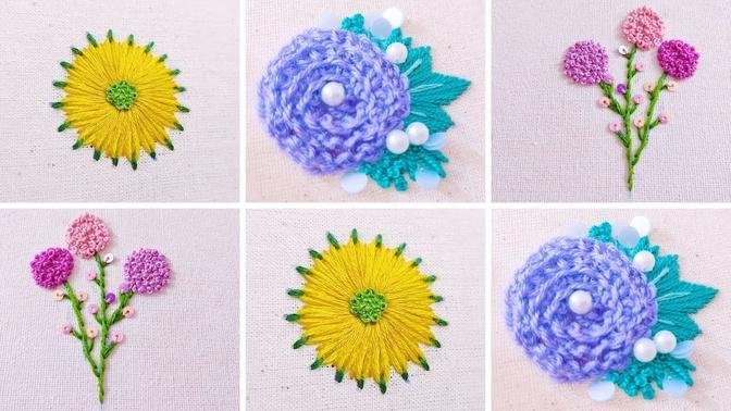 3 Unique Circle Flower Stitch Sewing Hand Embroidery Designs for BeginnerslSuper Creative Embroidery