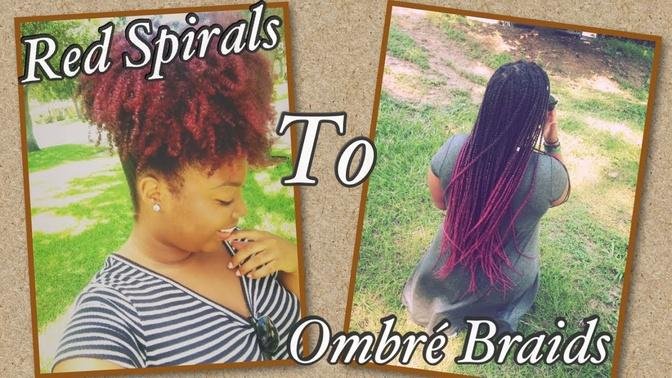 How To | Ombre Burgendy Box Braids On Natural Hair!!!